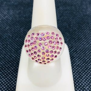 Lucite and crystal heart cocktail ring
